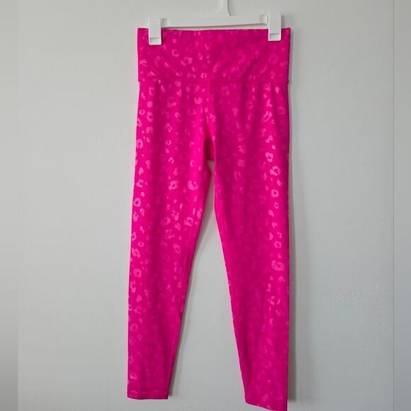 Terez Hot Pink Leopard High Waist Leggings NWOT - Picture 1 of 4